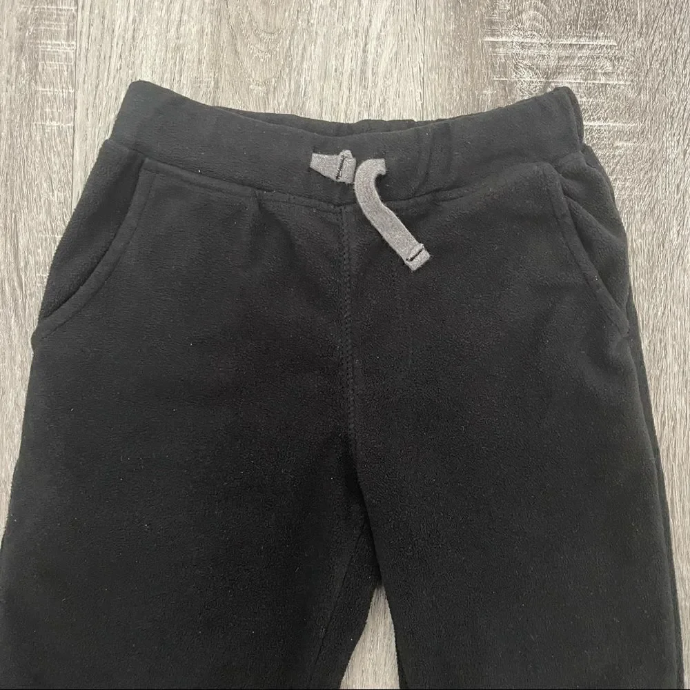 Carter’s Kid’s Black Pull On Drawstring Fleece Straight Leg Sweatpants Size 4